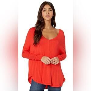 Free People Moonshine Tunic V-Neck Long Sleeve T-Shirt Top Small